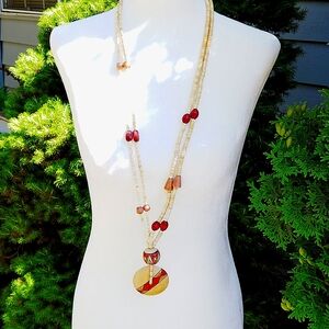 Native American inspired wood bead 21.5" necklace with pendant